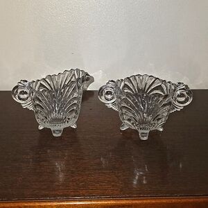 Cambridge Glass Caprice Crystal Creamer and Open Sugar Bowl Mini #40 c.1930s